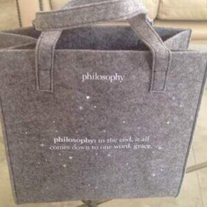 Philosophy Gray Felt Bag Tote / Lunch Bag / diaper bag / toiletry - Bran…